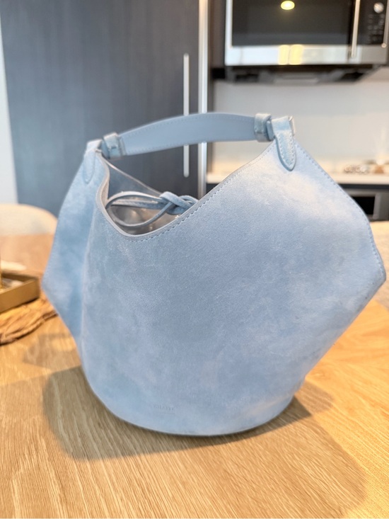 KHAITE Handbags - KHAITE Light Blue Suede Hobo Shoulder Bag
